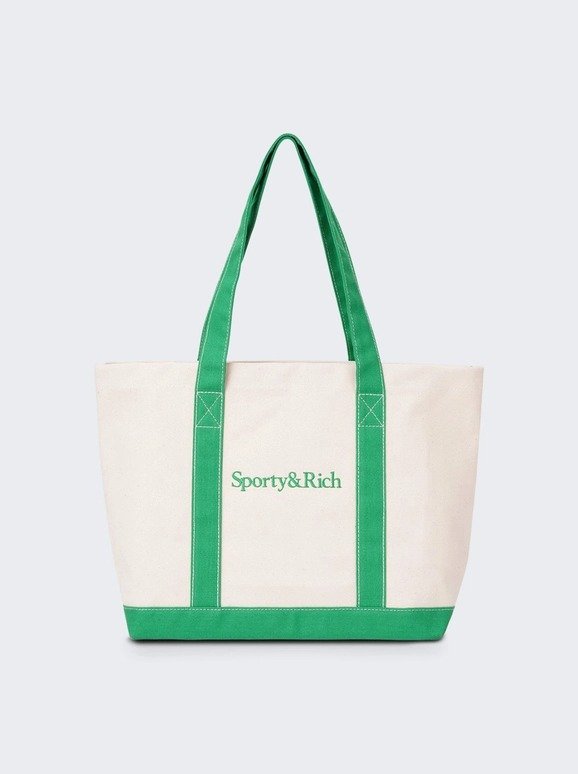 Serif Two-tone Tote Verde And White | The Webster
