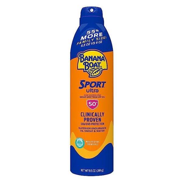 Sport Ultra SPF 50 Sunscreen Spray, 9.5oz | Banana Boat Sunscreen Spray SPF 50, Oxybenzone Free Sunscreen, Spray On Sunscreen, Family Size Sunscreen SPF 50, 9.5oz