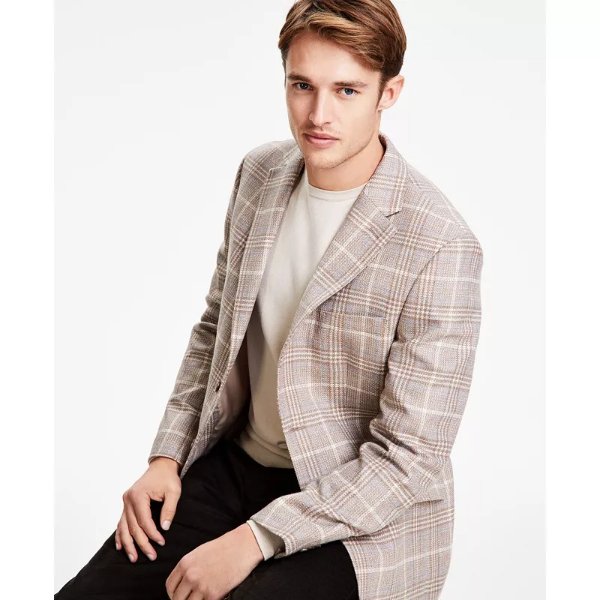 Men's Modern-Fit Wool Plaid Sport Coat