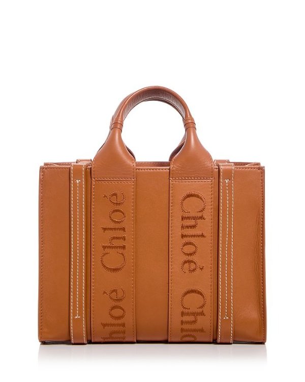 Woody Small Leather Crossbody Tote