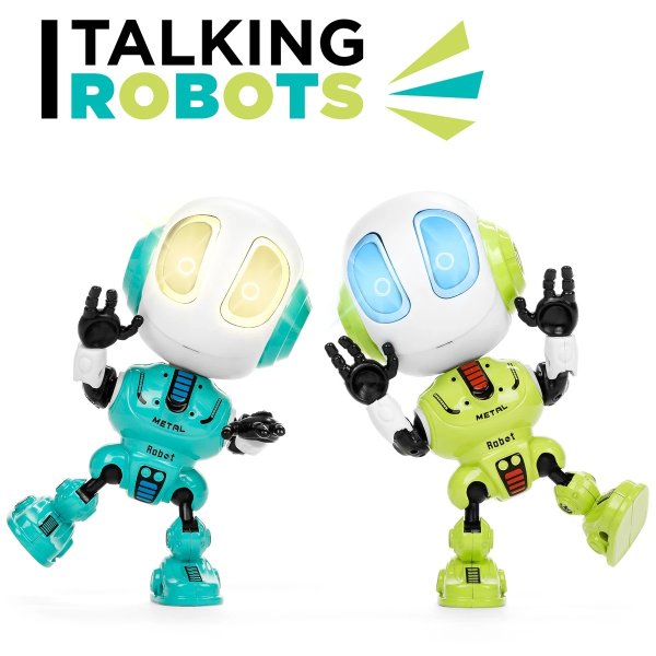 Set of 2 Samesies Mini Talking Toy Robots w/ Interactive Voice Changer