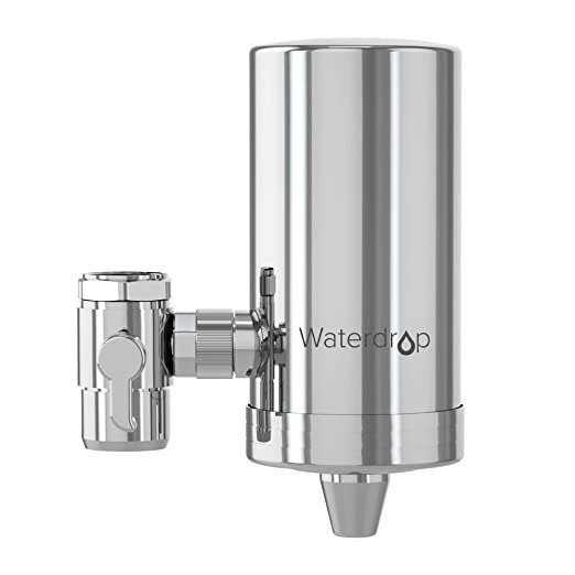 Stainless-Steel Faucet Water Filter, Carbon Block Water Filtration System, Tap Water Filter, Reduces Chlorine, Heavy Metals and Bad Taste, WD-FC-06 (1 Filter Included)