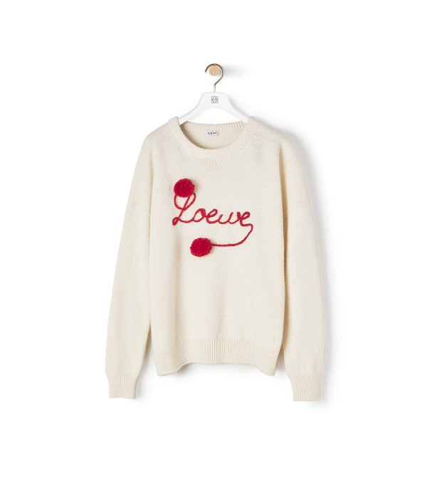 Loewe Sweater Pompons White/Red - LOEWE