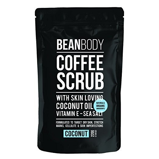 Mr. Bean Organic All Natural Coffee Bean Exfoliating Body Skin Scrub with Coconut Oil, Vitamin E, and Sea Salt - Coconut