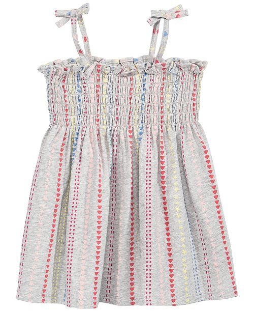 Baby Girls Dot-Print Smocked Cotton Sundress, Created for Macy's