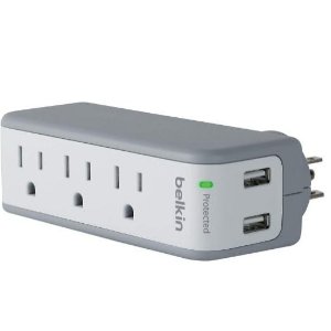 Belkin 3-Outlet SurgePlus Mini Travel Swivel Charger Surge Protector with Dual USB Ports