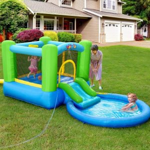 Valwix Inflatable Bounce House with Blower, Bouncy Castle w/ Waterslide & Pool for Wet Dry Combo