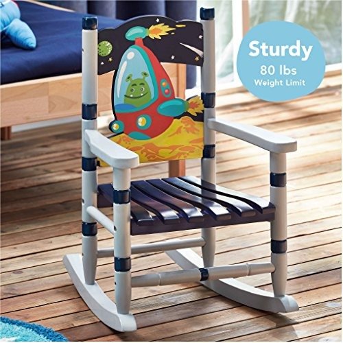 Outer Space Thematic Child Wooden Small Rocking Chair