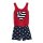 Girls Americana Sleeveless Flip Sequin Stars And Stripes Heart Graphic Knit Romper