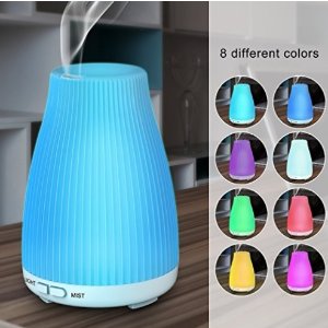 Ultrasonic Aromatherapy Essential Oil Diffuser - BAXIA TECHNOLOGY 100ml Cool Mist Humidifier with 8 Color LED Mood Lights for Office and Bedroom