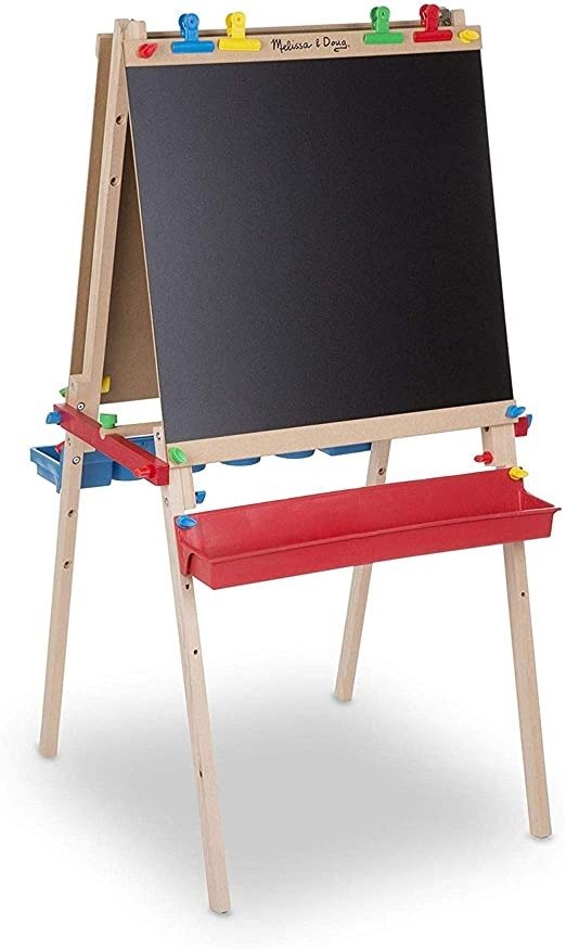 Deluxe Standing Art Easel - Dry-Erase Board, Chalkboard, Paper Roller