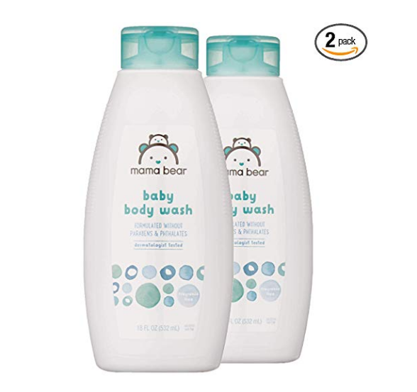 Amazon Brand - Mama Bear Baby Body Wash, Fragrance Free, 18 Fl Oz, Pack of 2