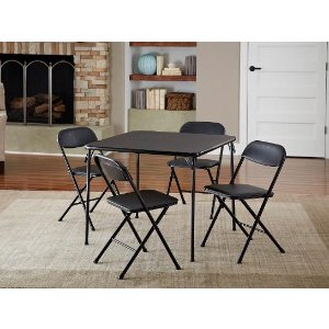 Flash Furniture 5-Piece Folding Card Table and Chair Set, Black
