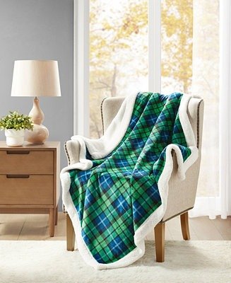 Classic Plaid Reversible Sherpa Throw, 50" x 60", Created For Macy's
