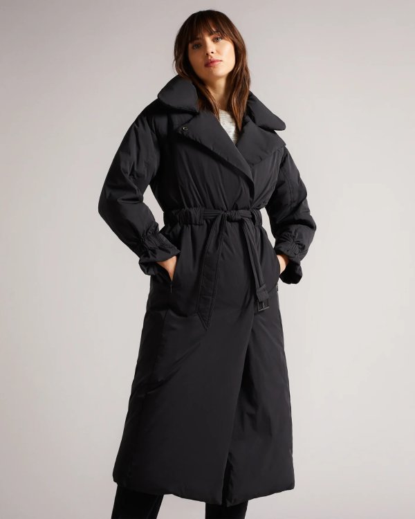 Aliccee Longline puffer belted coat
