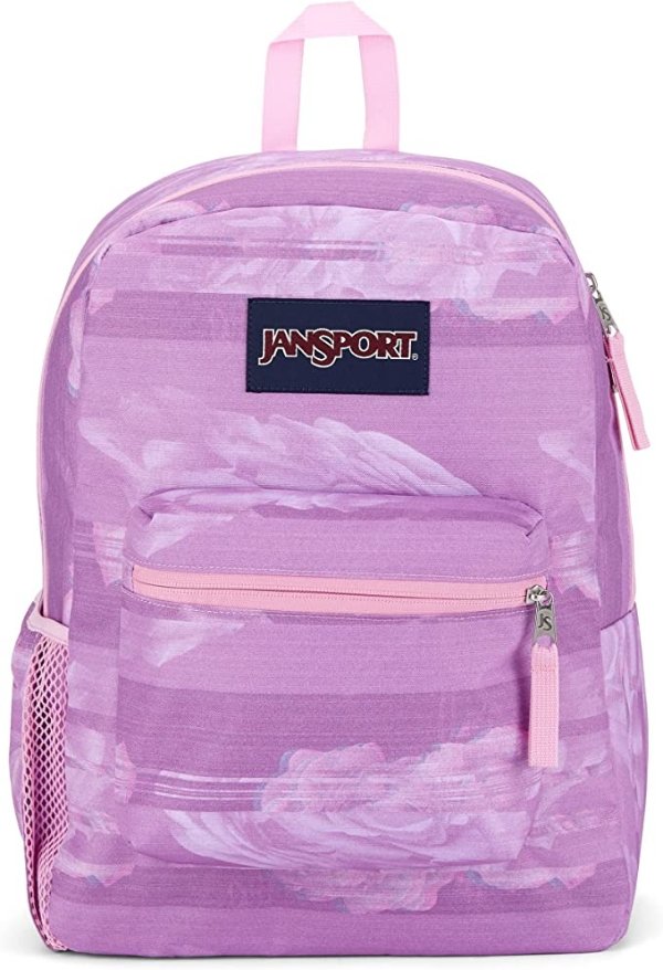 Cross Town Backpack - School, Travel, or Work Bookbag with Water Bottle Pocket, Static Rose