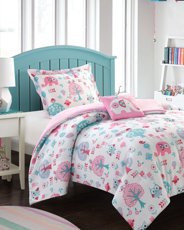 Pink Elephant Garden Comforter Set