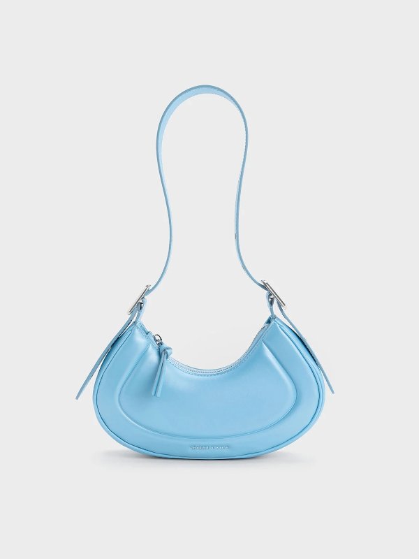 Petra Curved Shoulder Bag - Blue