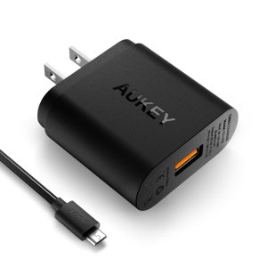 Aukey QC2.0 18W USB 快充 + 1米长 Micro USB充电线