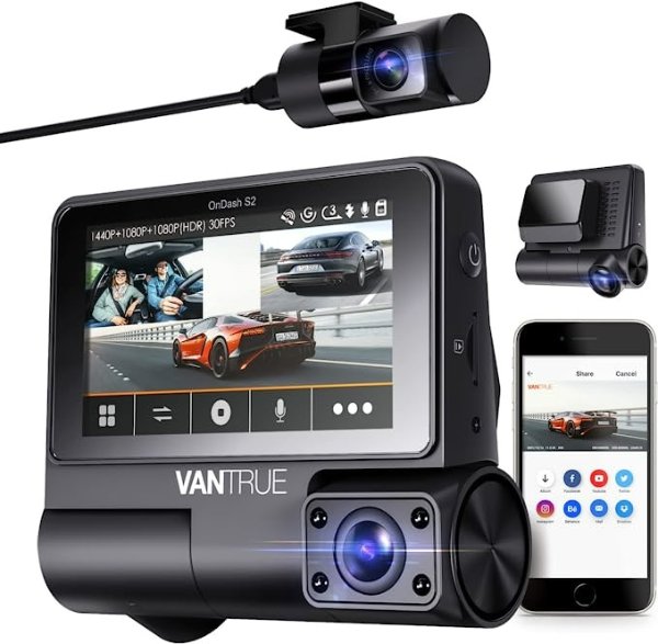 3 Channel WiFi Dash Cam with GPS