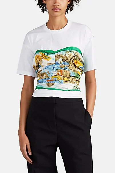 Cotton & Silk Ruched T-Shirt Top