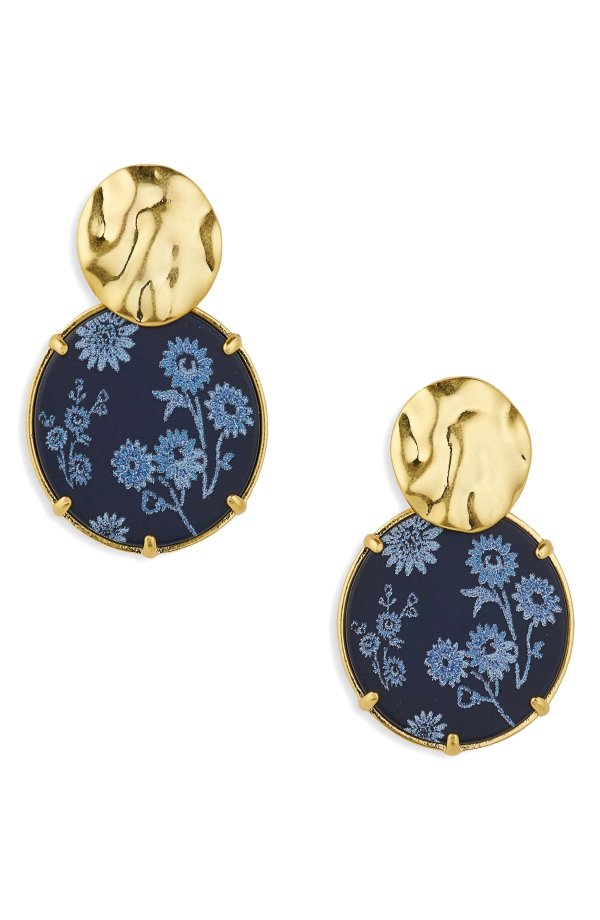 Cottage Floral Disc Statement Earrings
