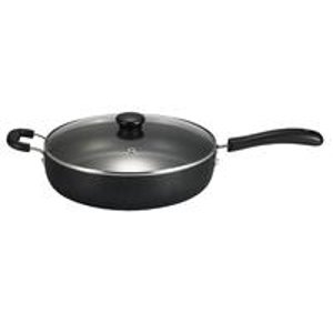 A9108263 Specialty Nonstick Jumbo Cooker Cookware with Glass Lid, 5-Quart, Black