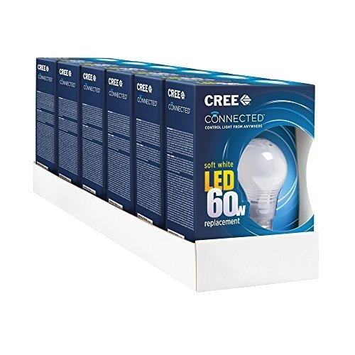 BA19-08027OMF-12CE26-1C110 Connected 60W Equivalent Soft White (2700K) A19 Dimmable LED Light Bulb (6 Pack), Works with Alexa