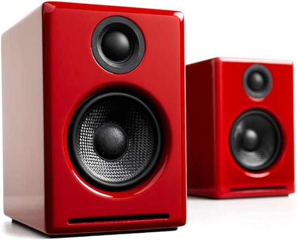 A2+ Wireless Bluetooth Computer Speakers - 60W Bluetooth Speaker System for Home, Studio, Gaming with aptX Bluetooth | Wireless and Streaming Audio System (Red)