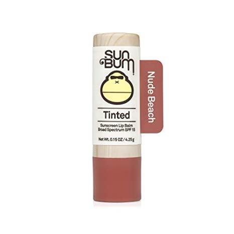 Sun Bum Tinted Lip Balm Nude Beach | SPF 15 | UVA / UVB Broad Spectrum Protection | Sensitive Skin Safe | Hypoallergenic, Paraben Free | Ozybenzone Free | 0.15 Oz