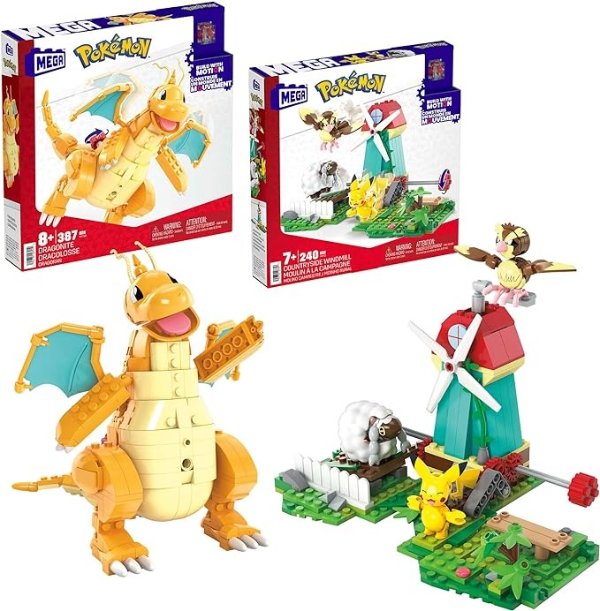 Bundle of MEGA Pokemon Countryside Windmill (240 Pieces)+ MEGA Pokemon Dragonite (388 Pieces)