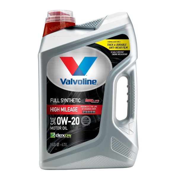 Valvoline Full Synthetic High Mileage with MaxLife Technology SAE 0W-20 Motor Oil, Easy-Pour 5 Quart