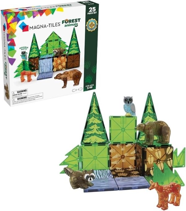 -TILES Forest Animals 25-Piece Magnetic Construction Set, The ORIGINAL Magnetic Building Brand