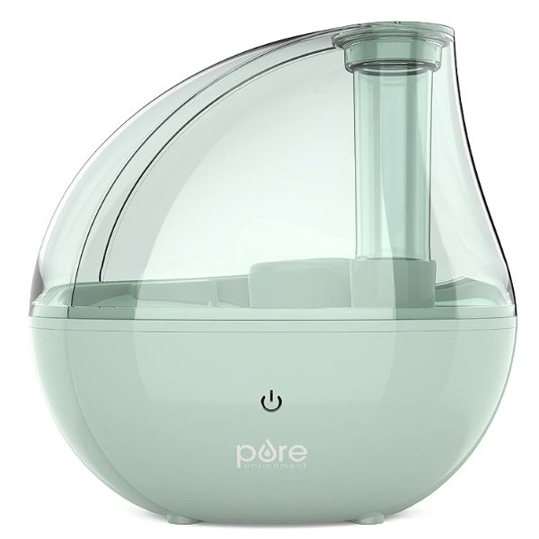 MistAire™ Silver Ultrasonic Cool Mist Humidifier - Lasts Up to 25 Hours, Whisper-Quiet Overnight Operation, 360° Mist Nozzle, Easy-Fill Tank, & Auto Safety Shut-Off (Whisper Green)