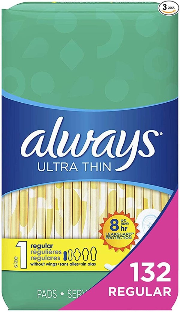 Ultra Thin, Regular Pads, Unscented, Size 1 (Pack of 132)