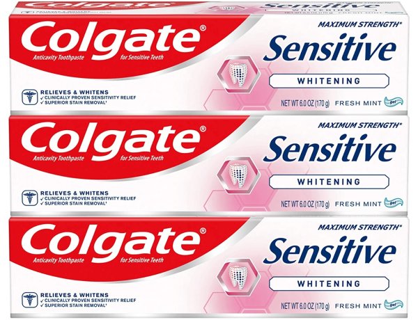 Sensitive Maximum Strength Whitening Toothpaste - 6 Ounce (Pack of 3)