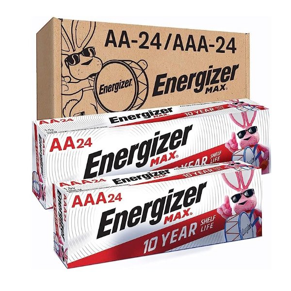 AA Batteries and AAA Batteries, 24 Max Double A Batteries and 24 Max Triple A Batteries Combo Pack, 48 Count