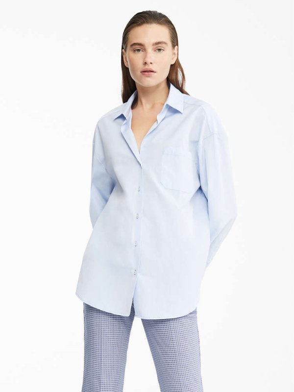 Cotton poplin shirt, light blue -