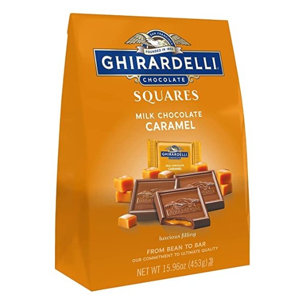 Milk Chocolate Squares with Caramel Filling for Valentine’s Day Chocolate Gifts, 15.96 Oz Bag