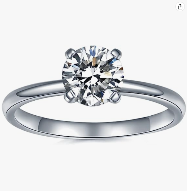 IMOLOVE Moissanite Solitaire Engagement Ring for Women, Wedding band 925 Sterling Silver with 18K Gold Plated Lab Created Simulated Round Diamond Ring, Promise Wedding Rings