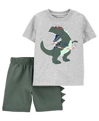 Toddler Boys 2-Piece Dinosaur Jersey T-shirt and Shorts Set