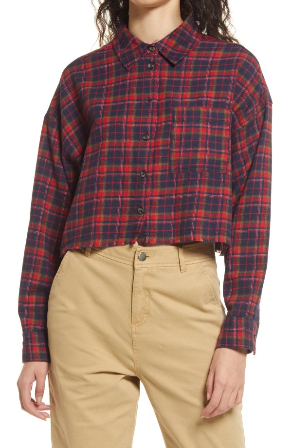 Brendan Plaid Flannel Crop Shirt