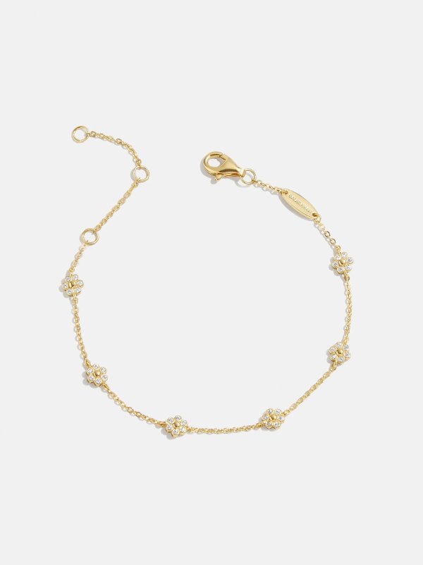 Daisy 18K Gold Bracelet - Clear Flower