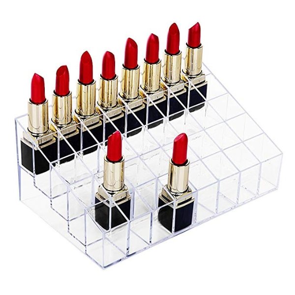 Lipstick Holder, 40 Spaces Clear Acrylic Lipstick Organizer Display Stand Cosmetic Makeup Organizer for Lipstick, Brushes, Bottles, and More