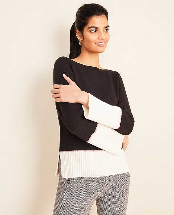 Colorblock Boatneck Sweater | Ann Taylor