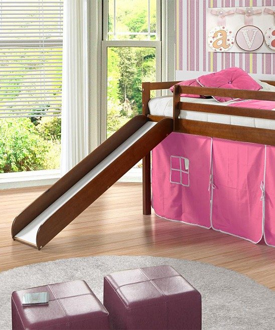 Pink & Brown Tent Loft Bed & Slide