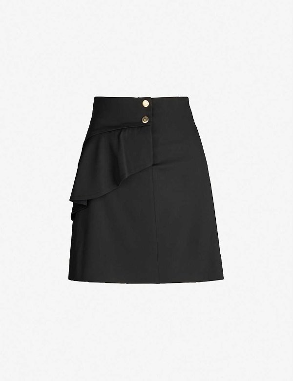 Flared-detail stretch-satin skirt