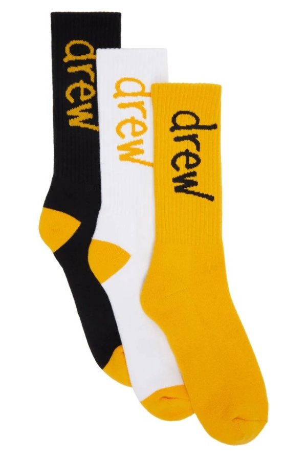 SSENSE Exclusive Three-Pack Multicolor Scribble Socks