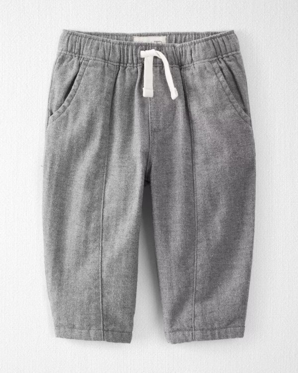 Baby Organic Cotton Relaxed-Fit Tapered Herringbone Pants