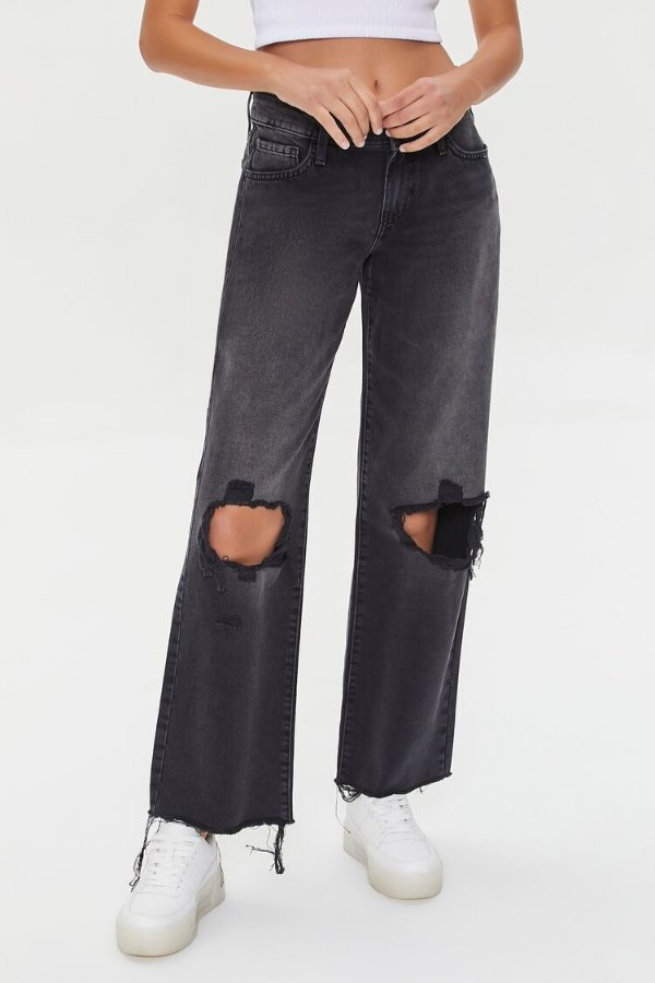 Recycled Cotton Low-Rise Straight-Leg Jeans
